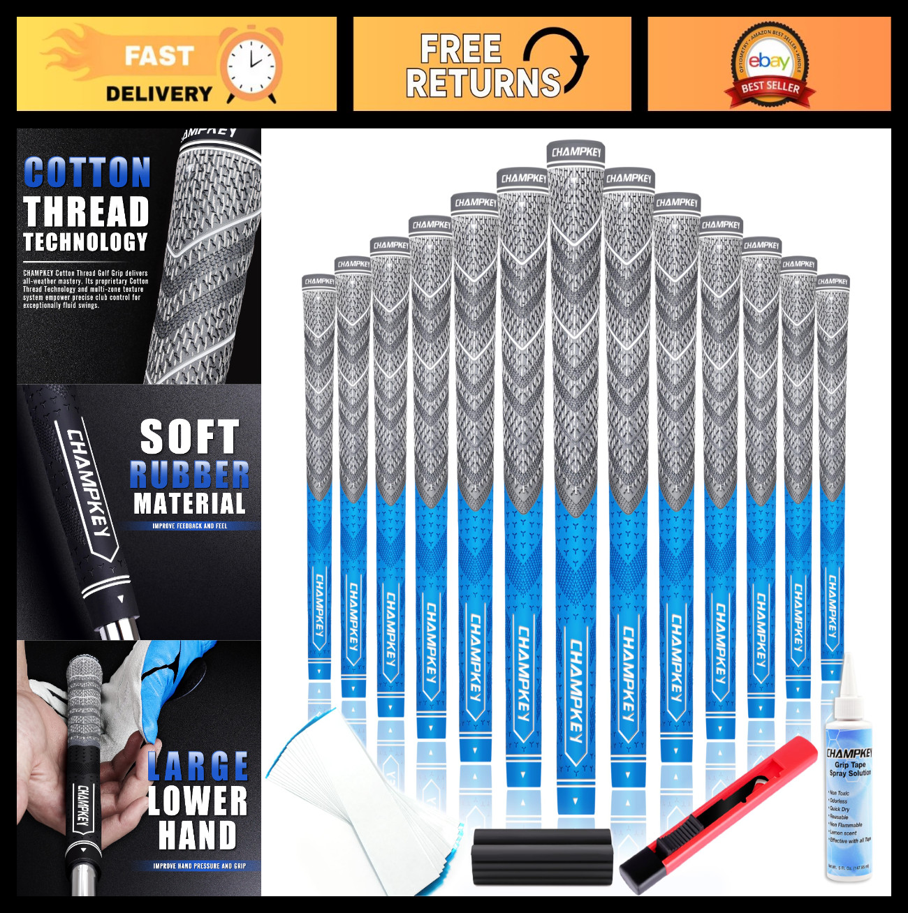 13 Pack Advanced Hybrid Golf Grips with Repair Kits - All Weather, High Traction