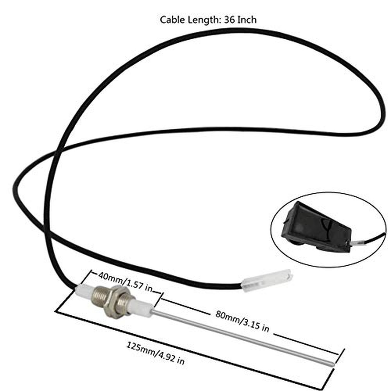4 Pack Spark Ignition Flame Sensor, 36" Ceramic Electrode Ignition Plug Wire ...