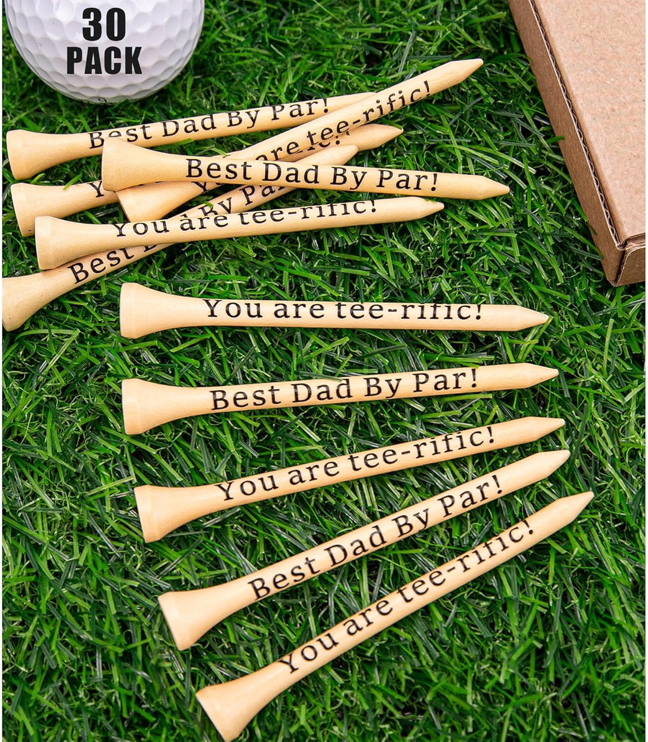 Father‘S Day Gifts - Best Dad by Par, You Are Tee-Rific, 3-1/4 Inch Wood Golf Te