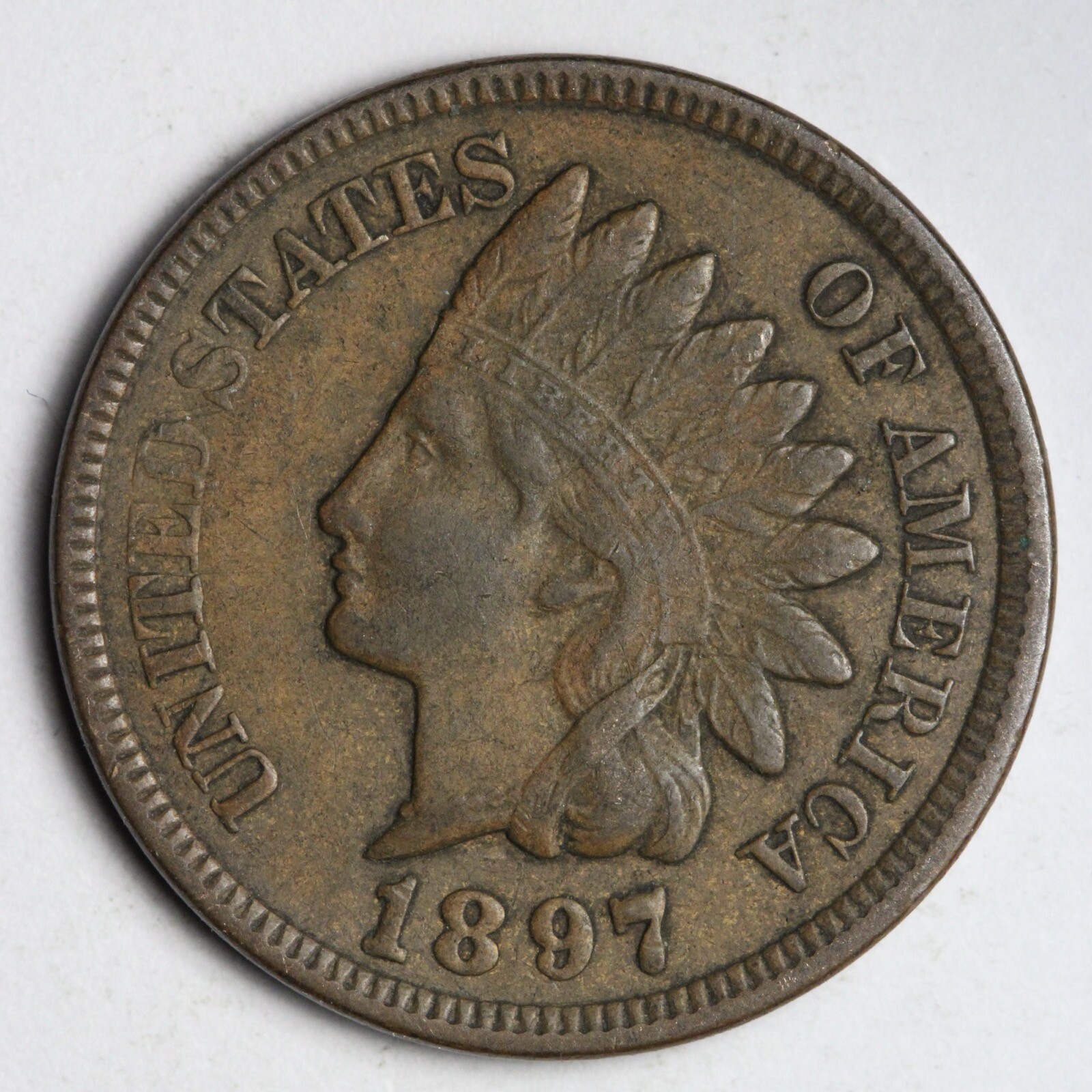 1897 Indian Head Cent Penny AU E165 T