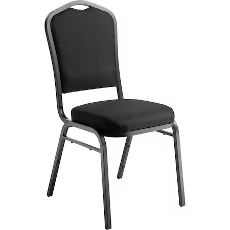 National Public Seating 9360-Bt Stack Chair, Black Fabric, Black Frame