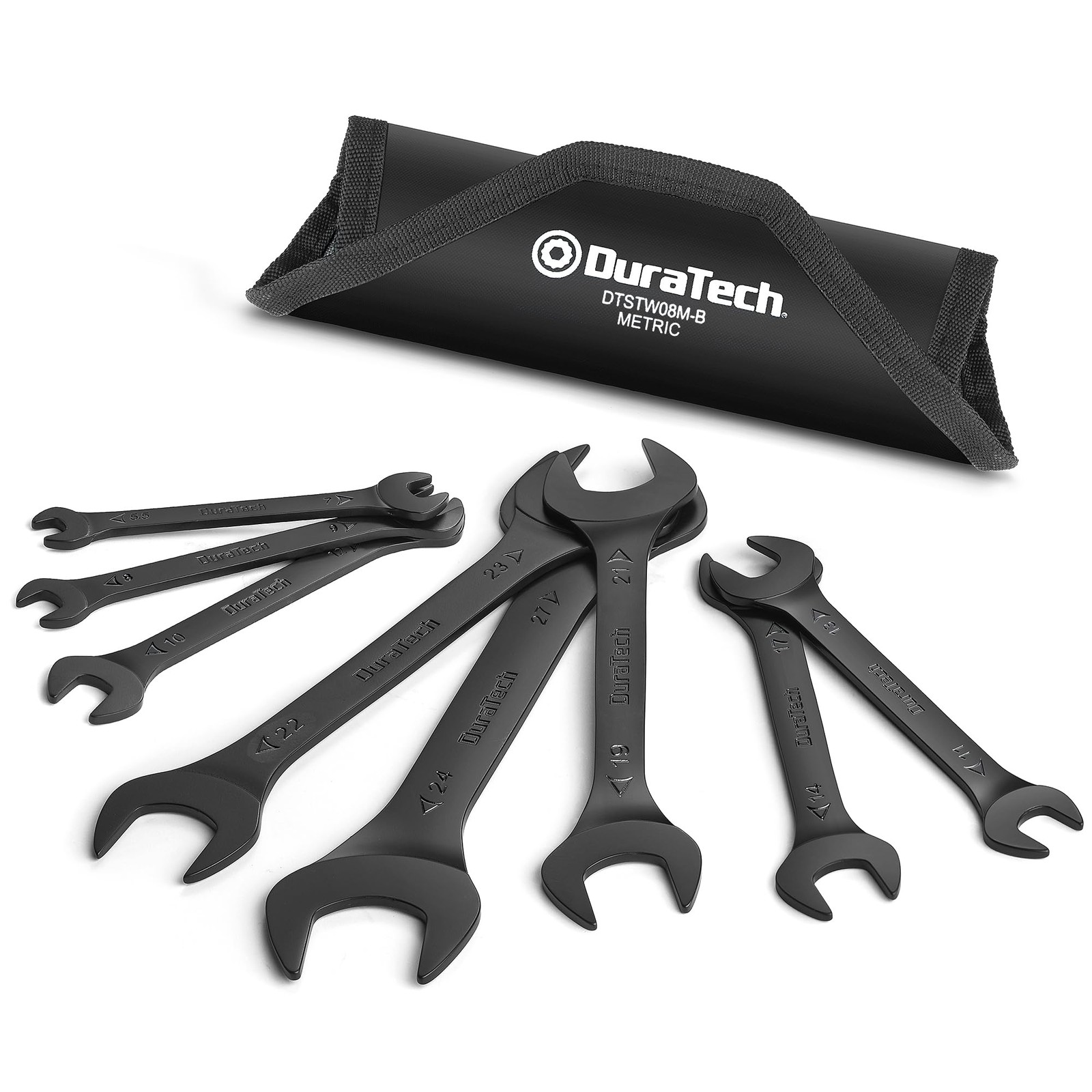 DURATECH Super-Thin Open End Wrench Set, Metric, 5.5-27mm (Metric), Black