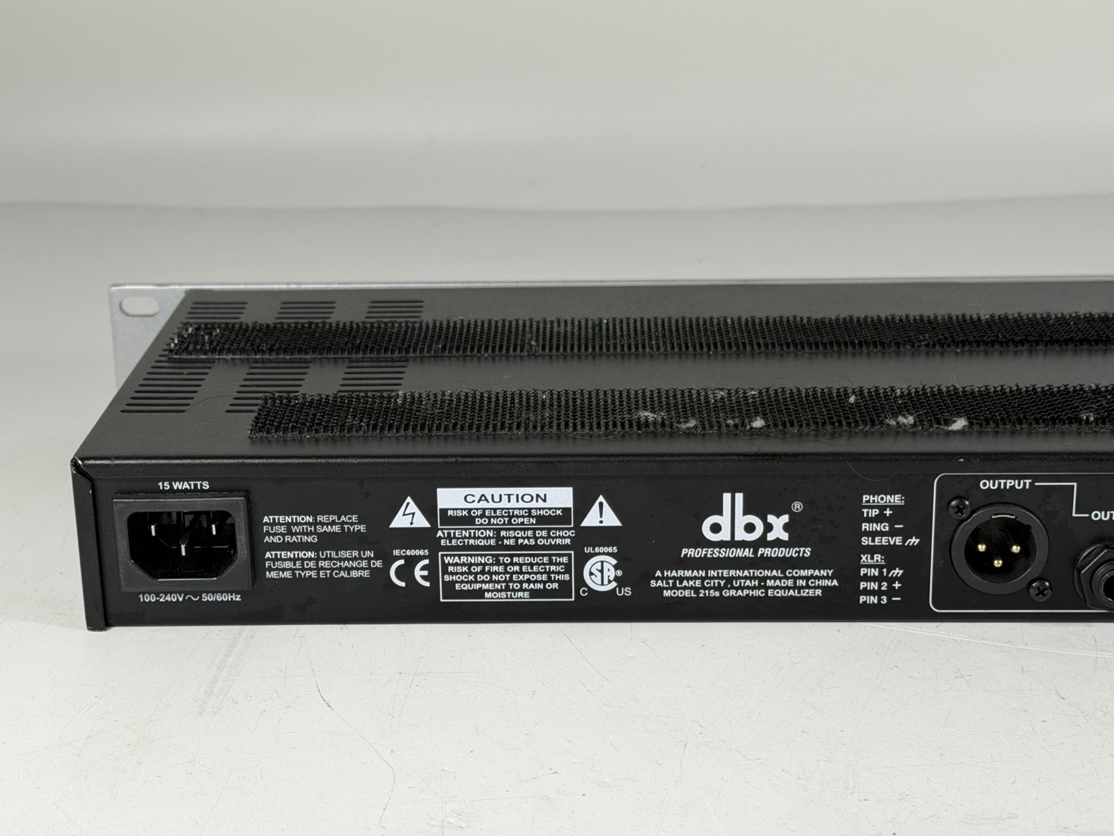 DBX 215S Dual Channel 15-Band Graphics Equalizer with Power Cable - Tested