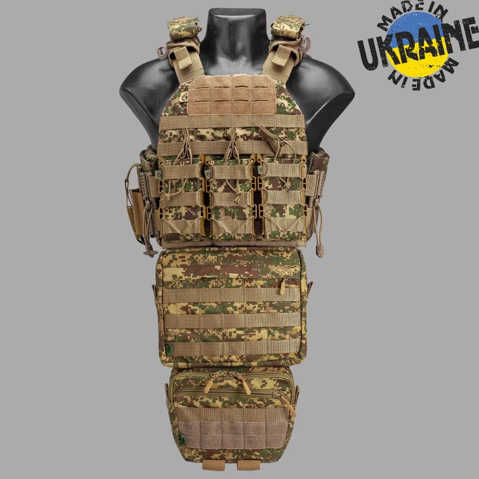Predator Camo Plate Carrier Set w Abdomen Panel, Pouches MOLLE Ukraine NGU