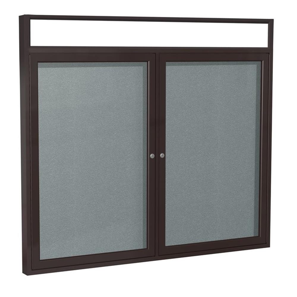 Ghent's Vinyl 36" x 60" 2 Door Enclosed Headliner Bulletin Board in Stone