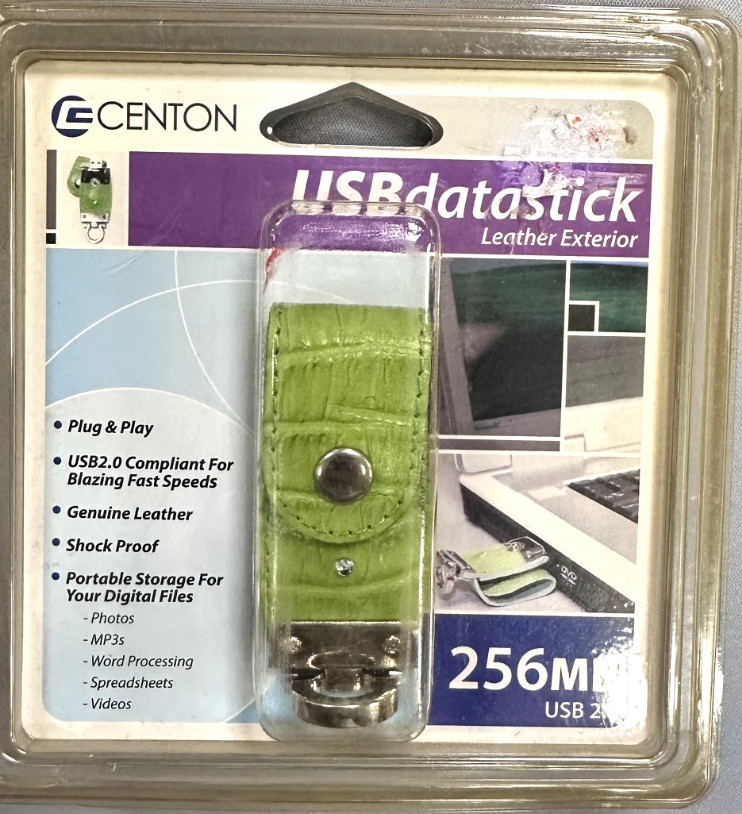 Centon USB Data Stick 256MB USB Flash Drive Hi-Speed USB 2.0 Leather New Sealed