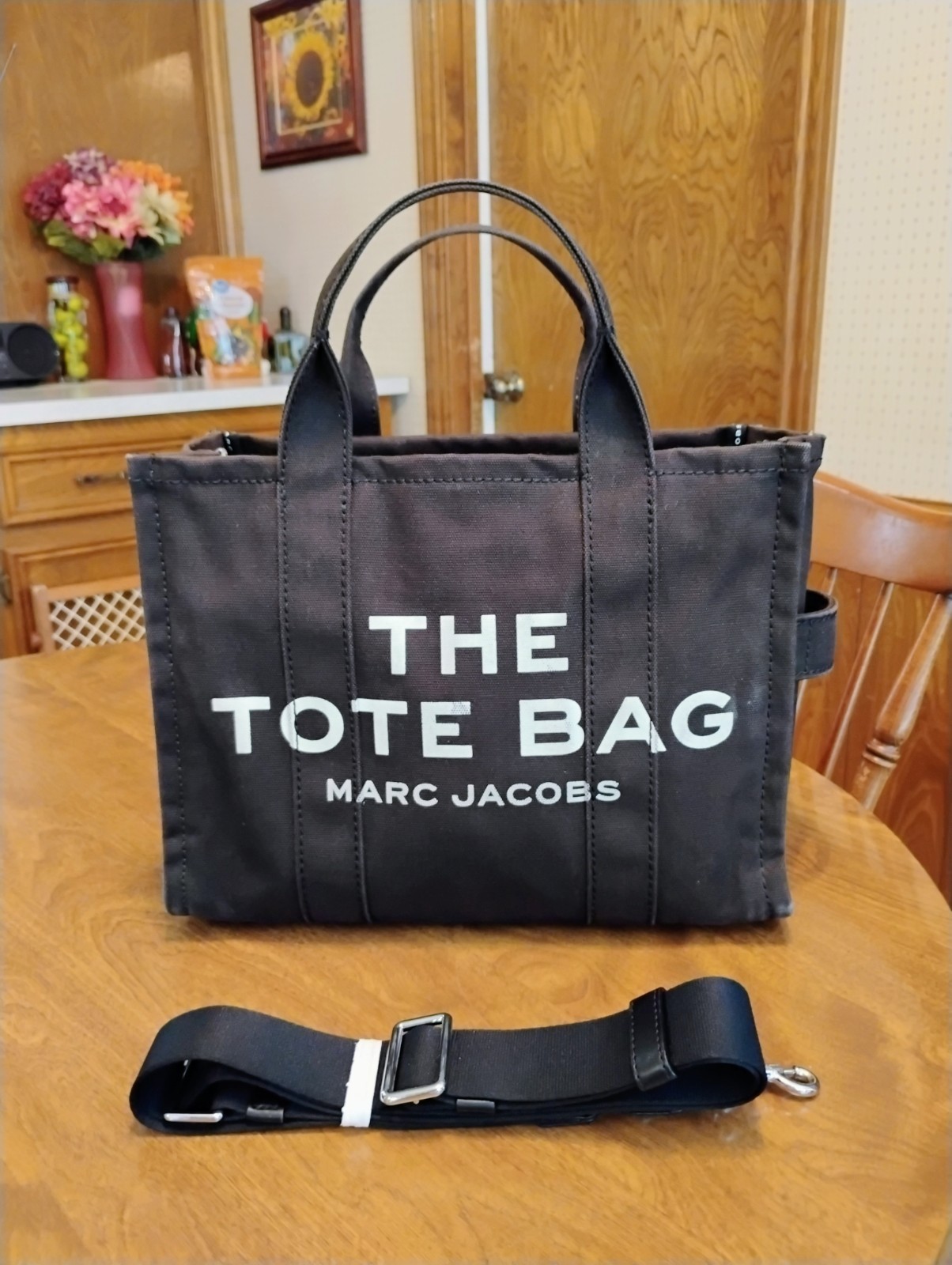 Marc Jacobs The Classic "The Tote Bag" Black Canvas Crossbody Convertible Purse