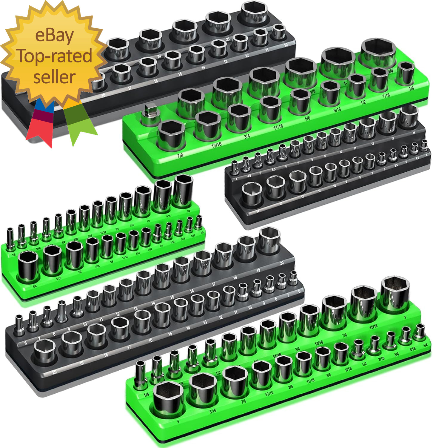 Magnetic Socket Organizer Holder Set for Tool Box Drawer Toolbox Organization