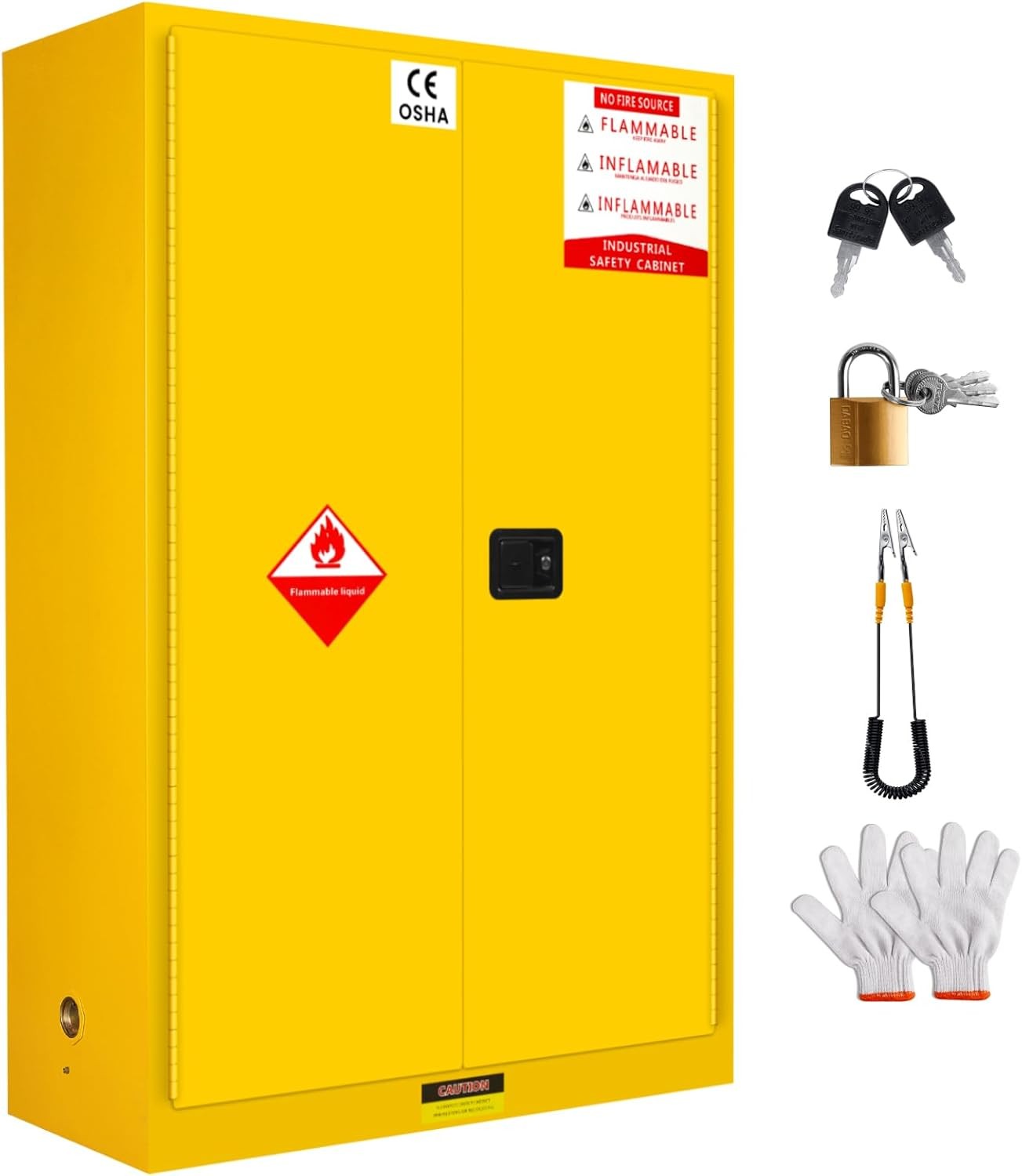 60Gal Flammable Liquid Storage Cabinet 18*43*65IN Fireproof Cabinet for Industry