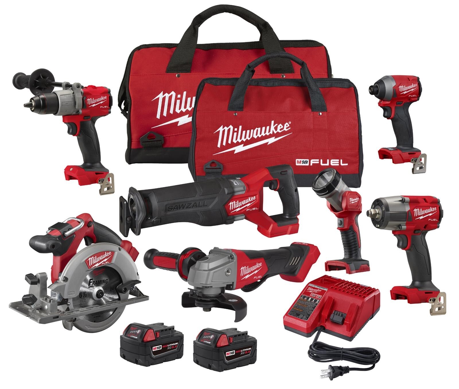 MILWAUKEE 2998-27 M18 FUEL LITHIUM-ION BRUSHLESS CORDLESS 7-TOOL COMBO KIT New