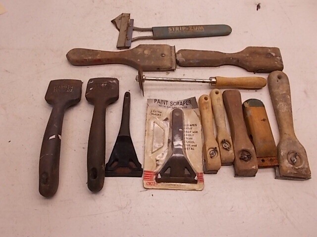 Paint  Scrapers Various Brands, Sizes, Ages,Conditions. Quantity Of 12. USED