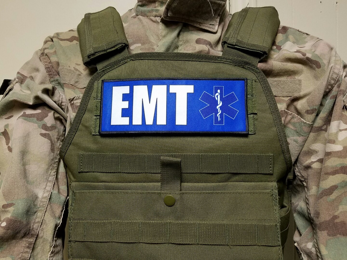 3x8" EMT Blue Medic Hook Plate Carrier Patch EMS Ambulance