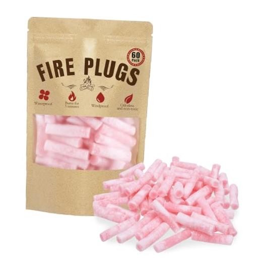 60 Pack Waterproof Fire Starters with 5+ Minute Burn for Camping, Emergency,