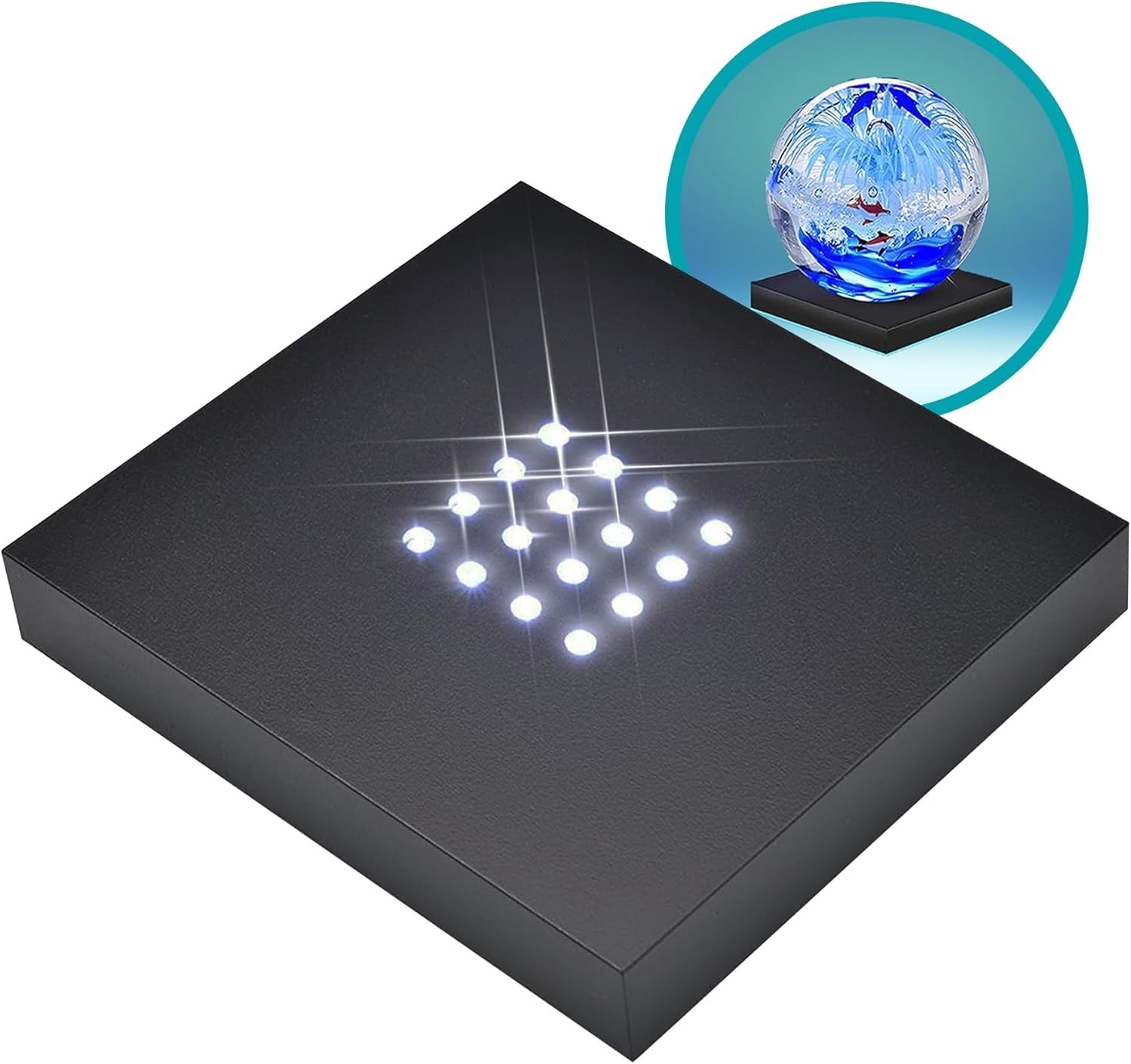 LED Lighted Display Base for Glass Art, Acrylic Centerpieces, Matte Black