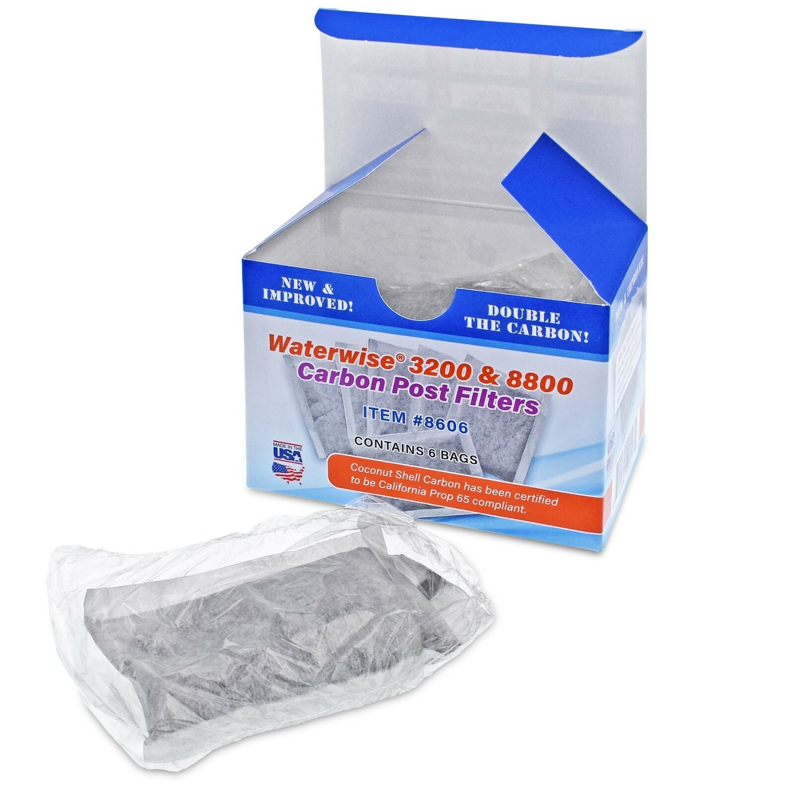 Made in USA FREE S/H WATERWISE Certified Organic 8606 Act. Carbon Post Filters 