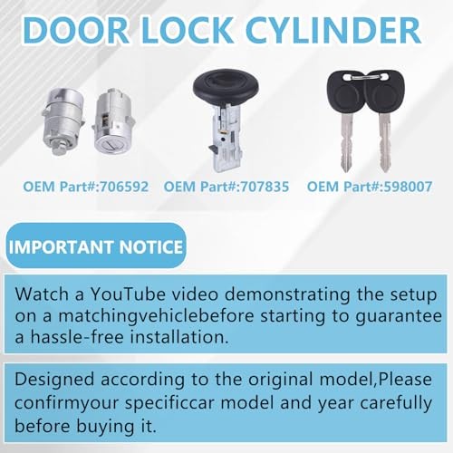 Ignition Switch with Key, lgnition Lock with Pair Front Door Lock Cylinder