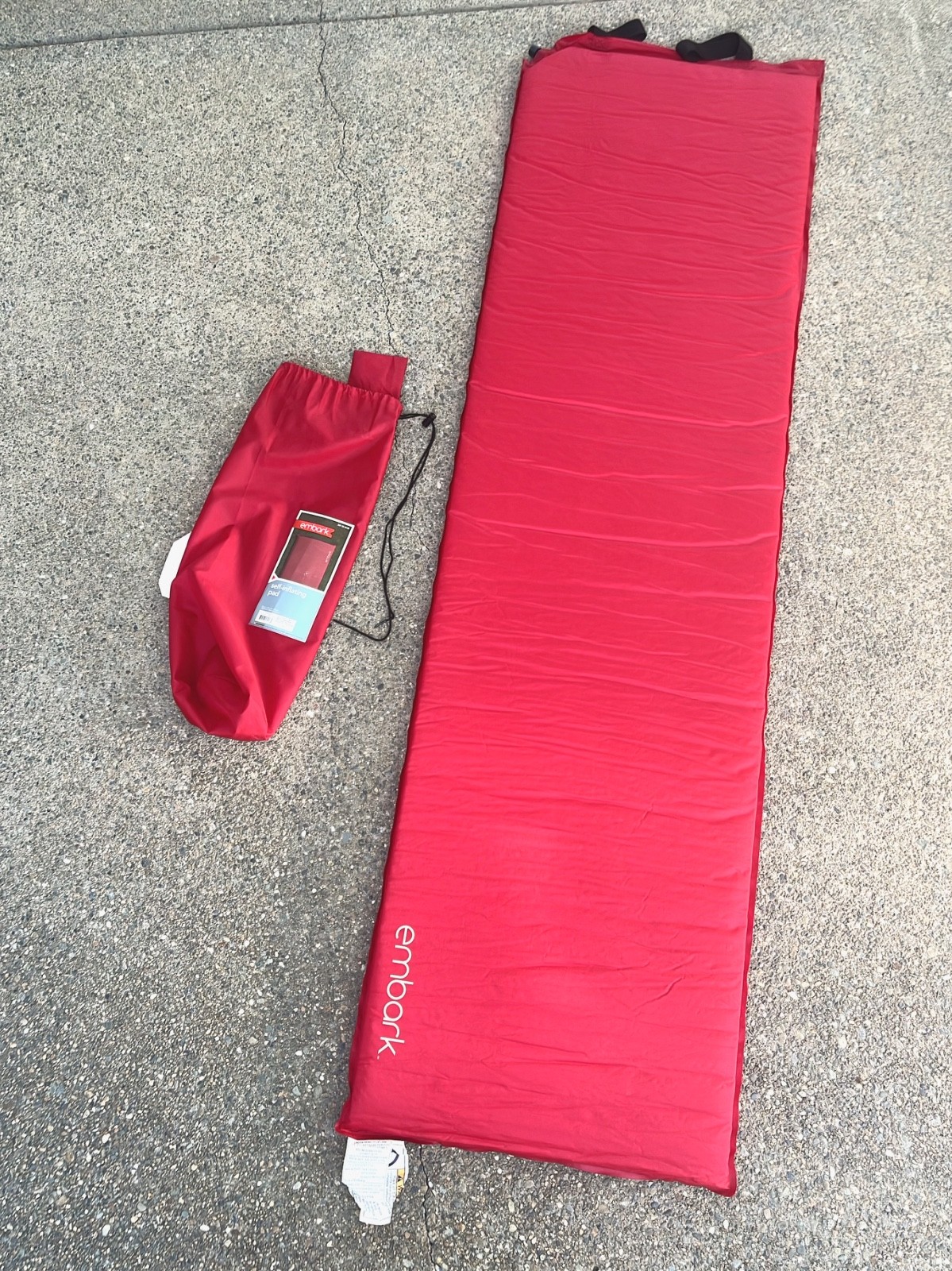 embark Self Inflating Sleeping Pad in Red for Camping Twin Size 72" x 20" x 1.5"