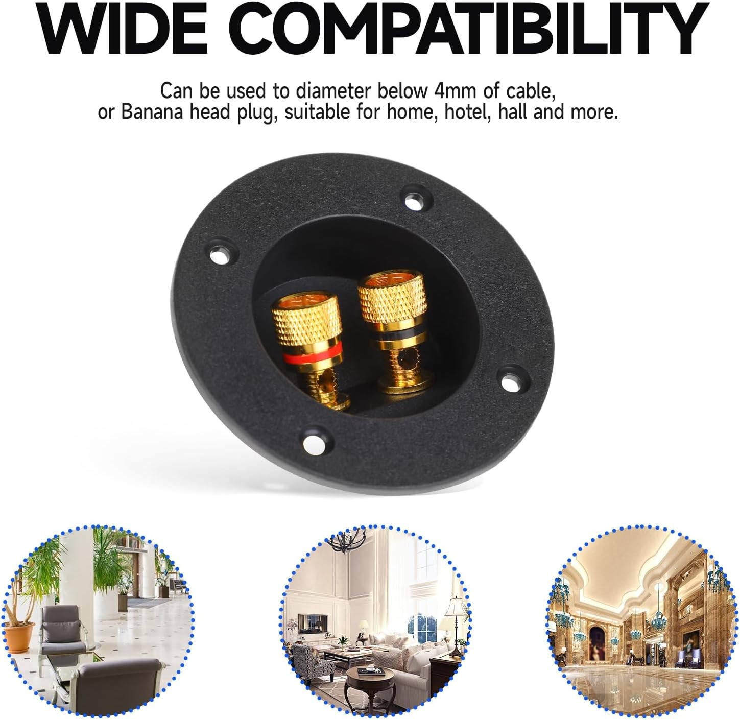 2 Pcs Black Speaker Box Terminal Cup 3 Inch 2-Way Spring Loaded Jacks...