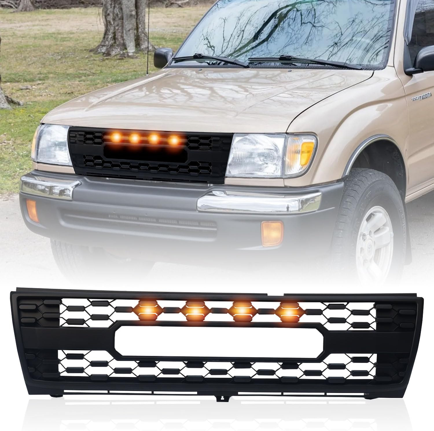 Front Grill for 1998 1999 2000 Tacoma, TRD Style Front Bumper Mesh Replacement G