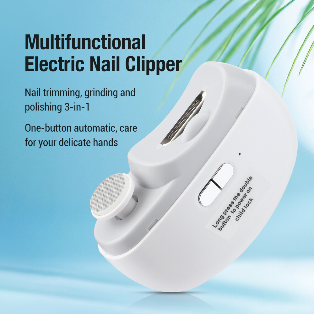 Electric Nail Grinder Automatic LED Light Trimmer Toe Cutter USB Rechargeable