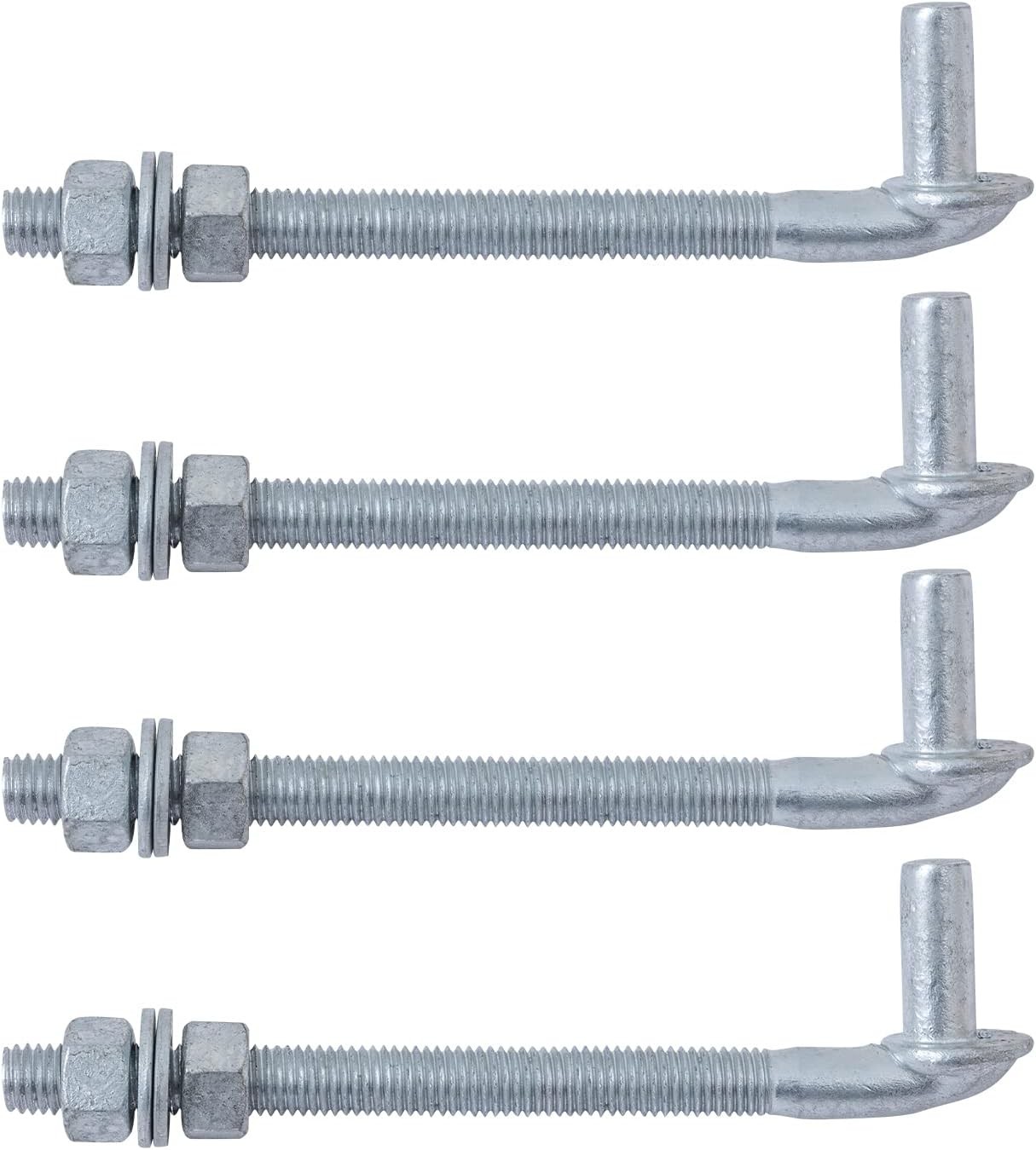 8" J Bolt Gate Hinge 4 Pack, Gate Bolt Hinge with 5/8" Male Pin, Heavy DutyChain