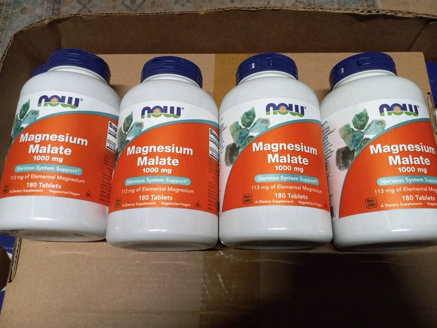 NOW FOODS Magnesium Malate 1000 mg 180 Tablets Exp. 08/2029 Lot Of 4