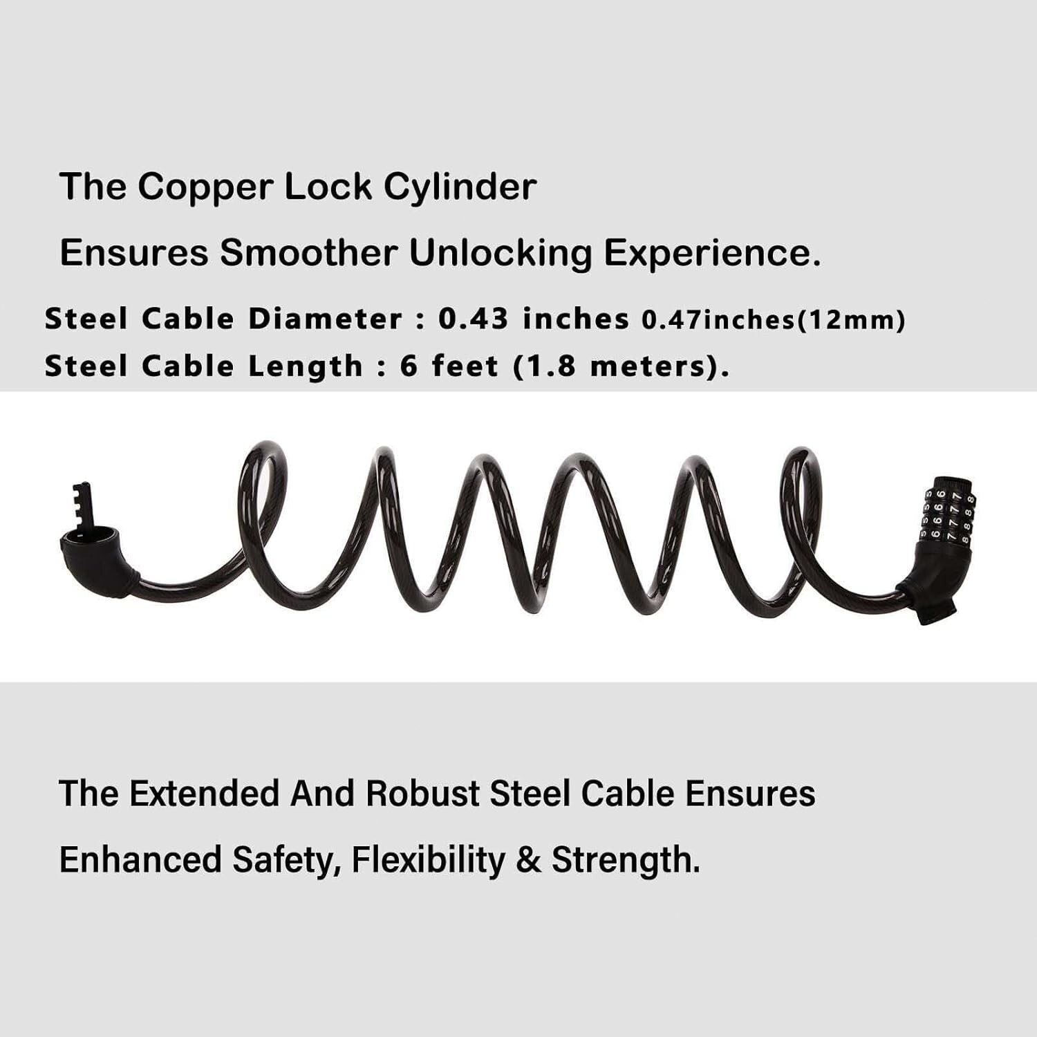 2Pack 6FT Extra Long Cable Combination Bike Locks, 5 Digits Retractable Security