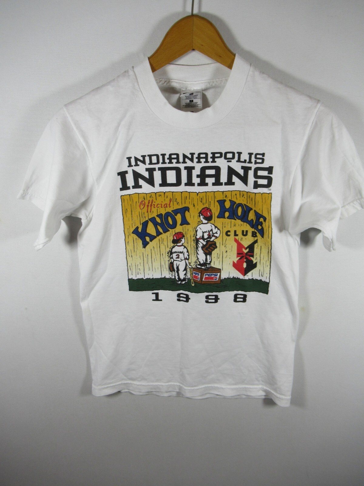 Vintage 90s Indianapolis Indians Baseball T-shirt Youth Boys Size Small 1998