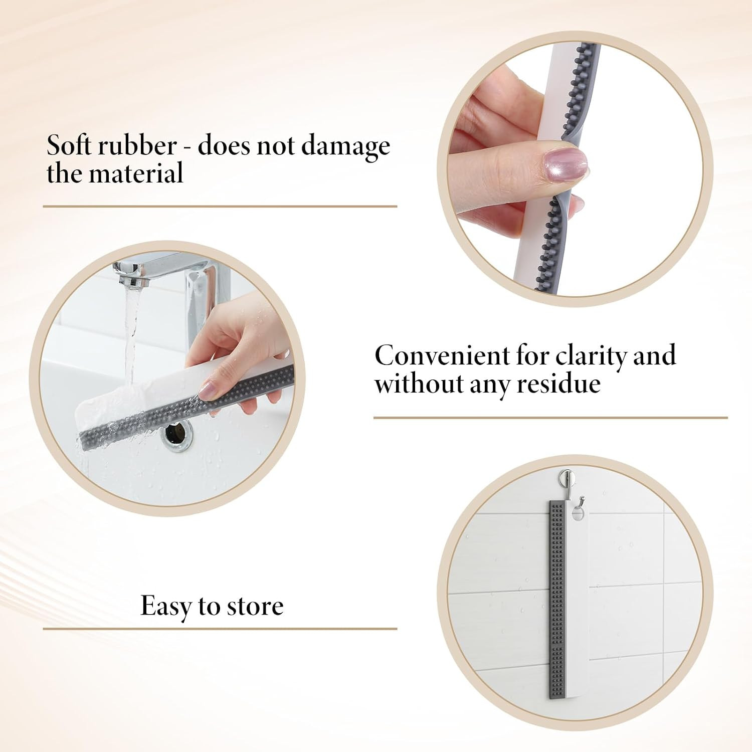 Small Rubber Squeegee 2 Pcs All-Purpose Mini Soft Rubber Window Squeegee Small