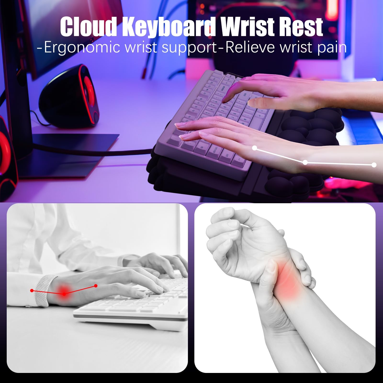 Ergonomic Wrist Rest for Keyboard and Mouse, Soft Memory Foam Cloud Keyboard ...