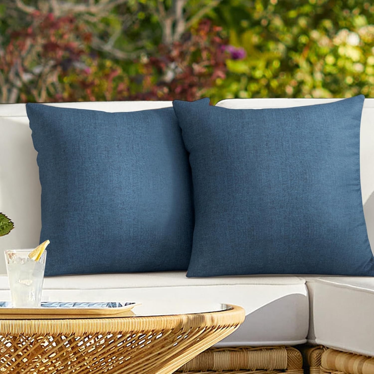 Pack of 2 Outdoor Throw Pillow Covers,Decorative Solid Line Waterproof Pillow...