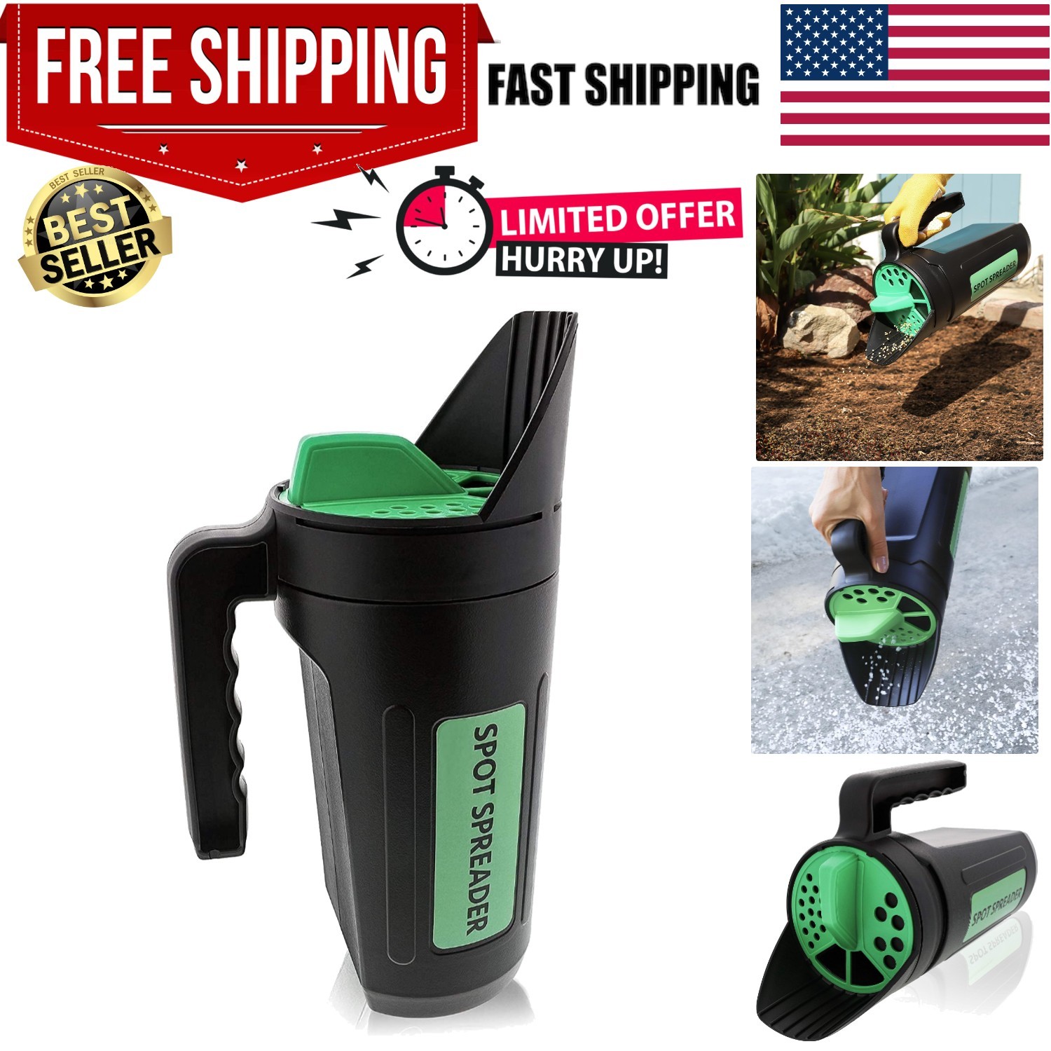 Organic Hand Spreader Shaker for Seed & Fertilizer - Lightweight and Durable