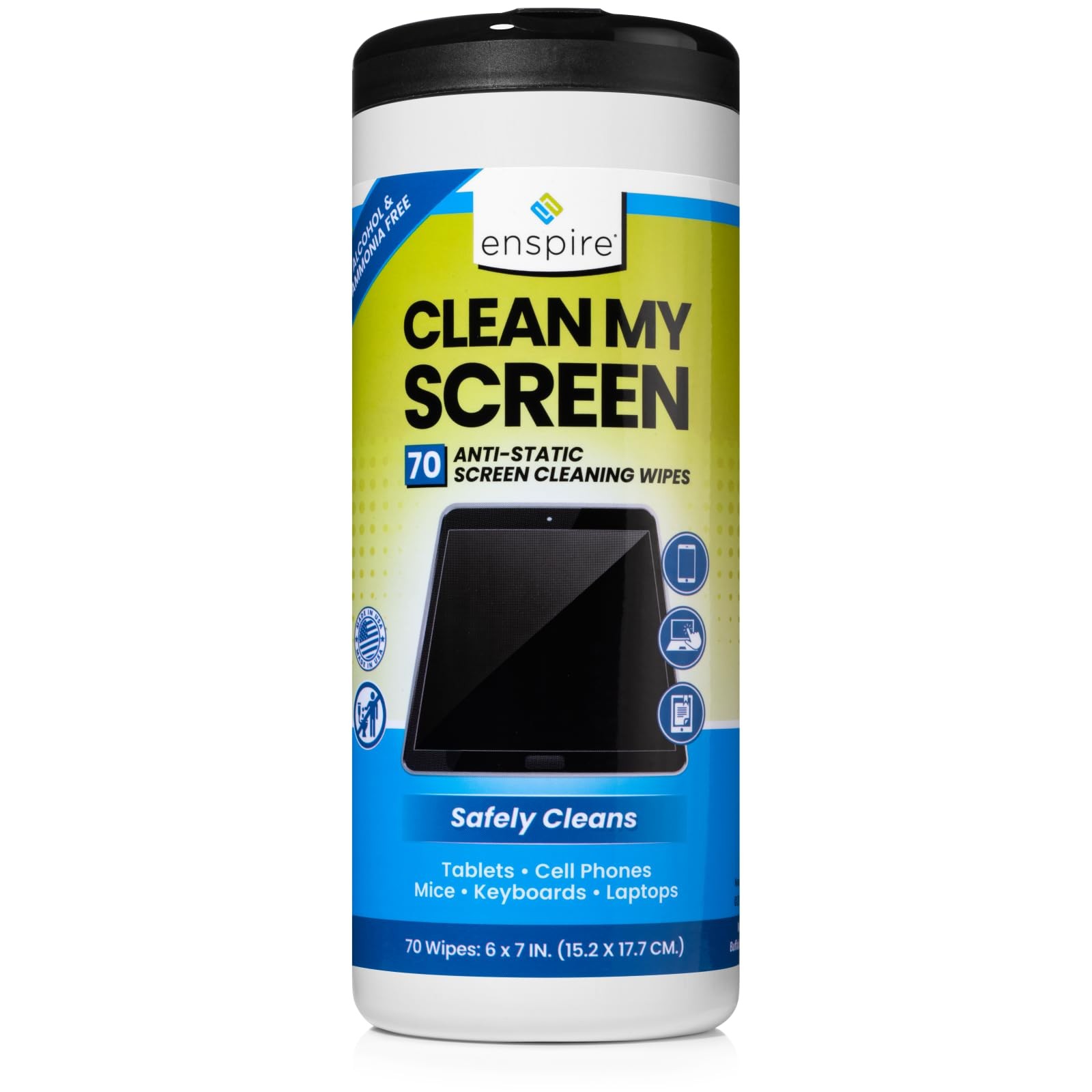 enspire® CLEAN MY SCREEN; Anti-Static Screen and 70 Count (Pack of 1), White