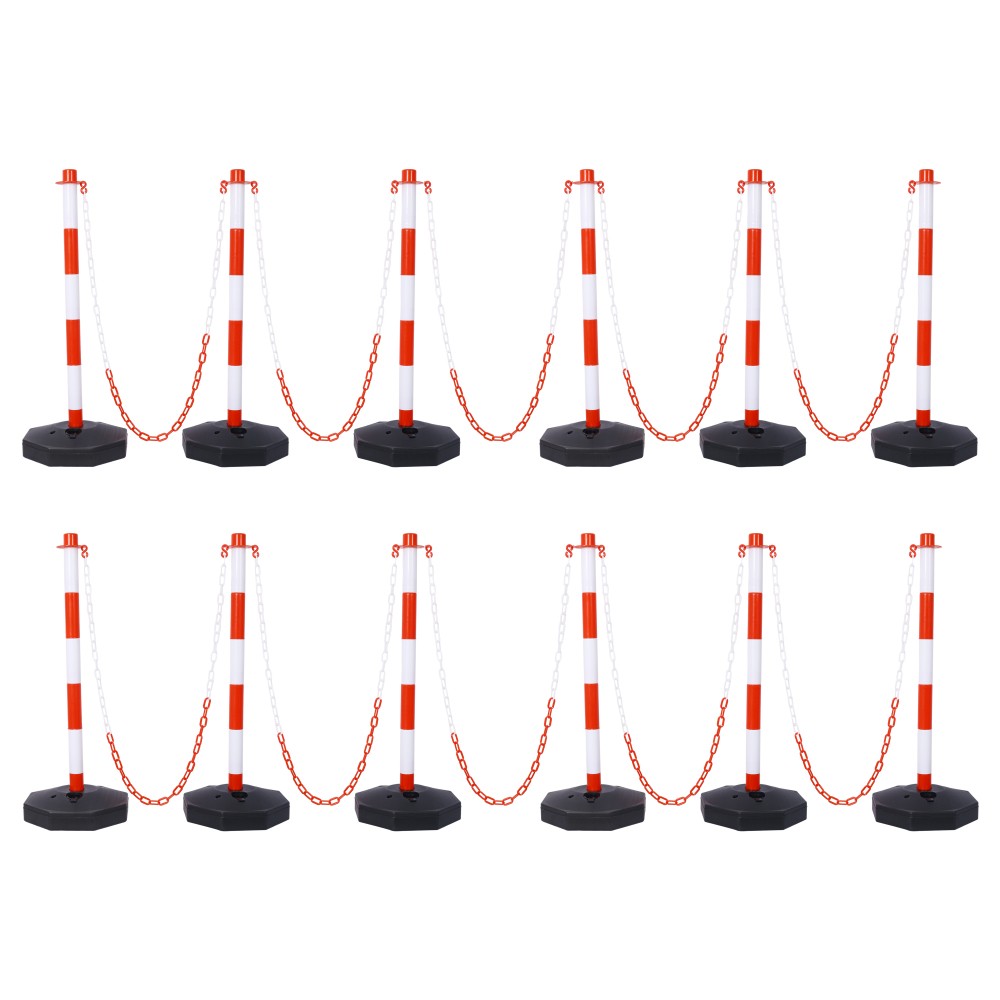 12Pack Traffic Delineator Post Cones wi/ Fillable Base Adjustable Safety Barrier