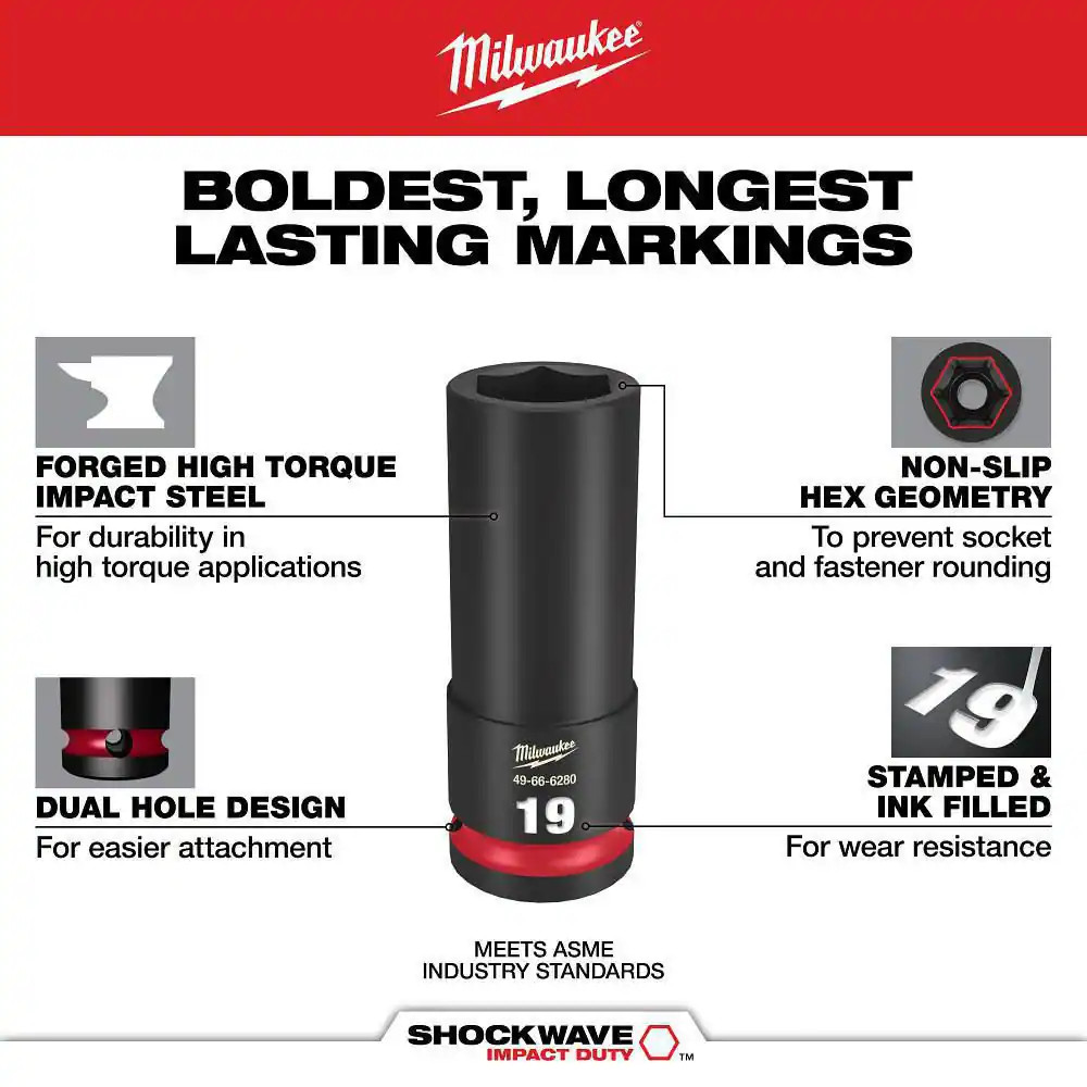 SHOCKWAVE 3/8 In. Drive 10Mm Deep 6 Point Impact Socket (1-Pack)