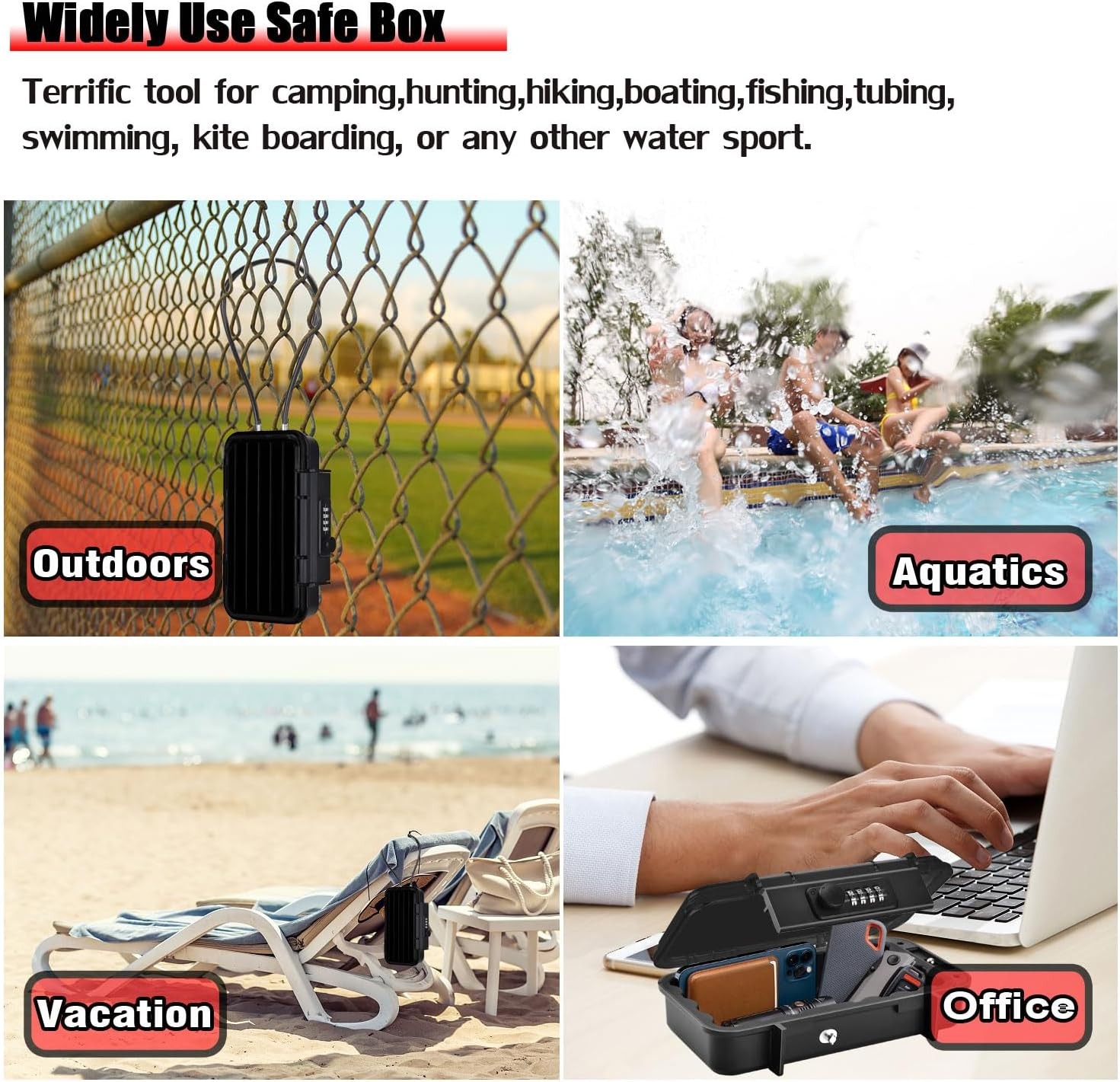 Large Security Lock Box,Outdoor Waterproof Shockproof 4-Digit Combination Key Sa