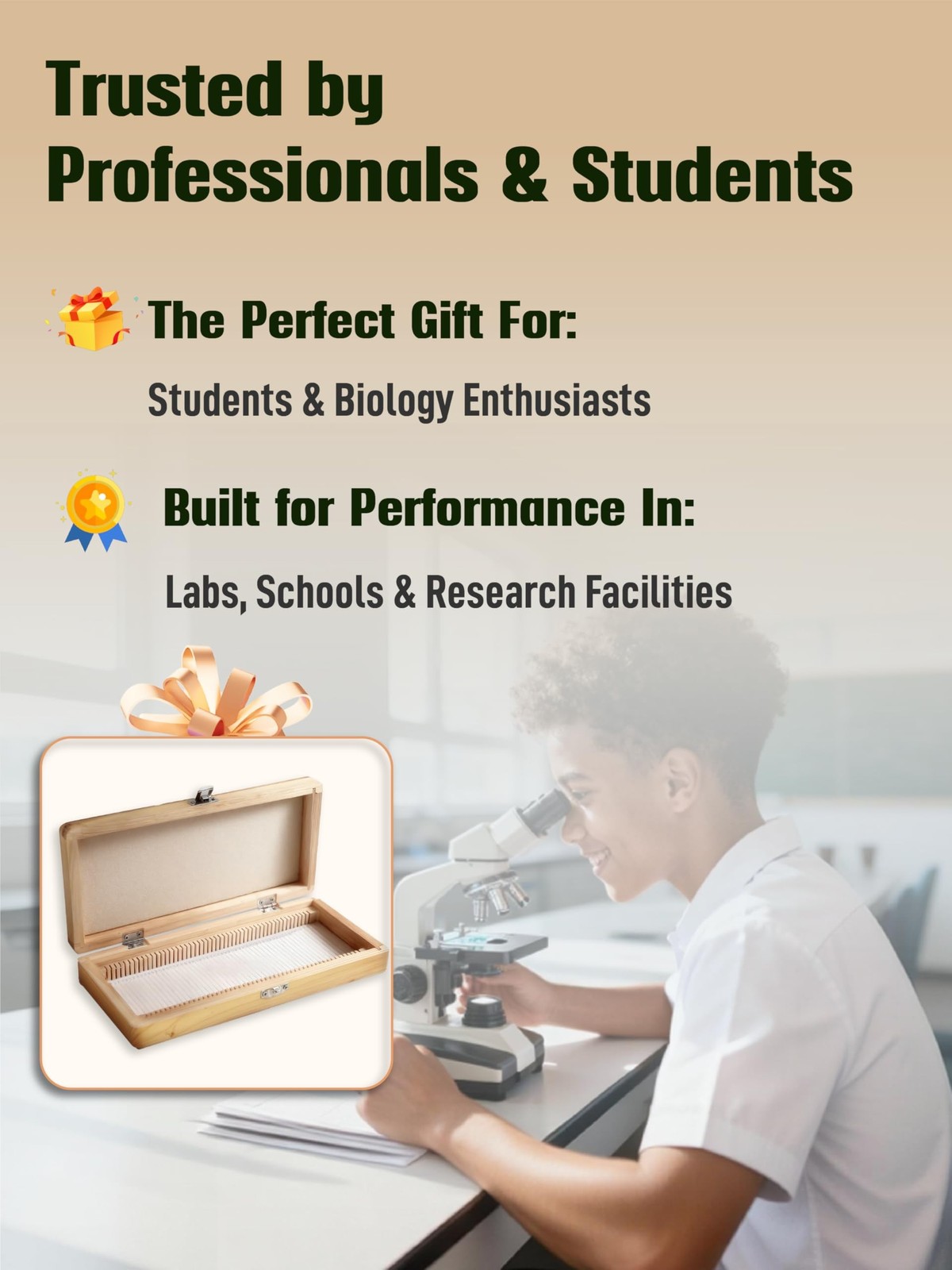 Wooden Microscope Slide Storage Box, Durable Specimen Storage Cabinet for 50 ...