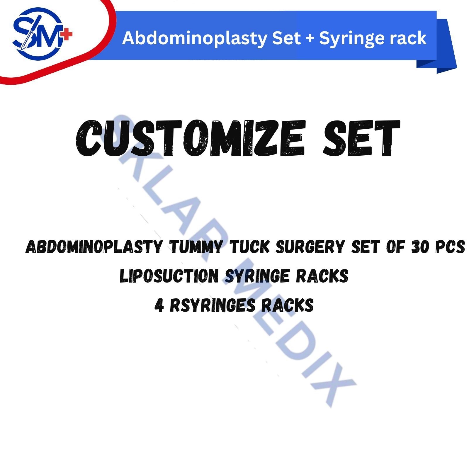 Abdominoplasty Tummy Tuck Surgery Set Of 30 PCs + Syringes Rack 4 Pcs