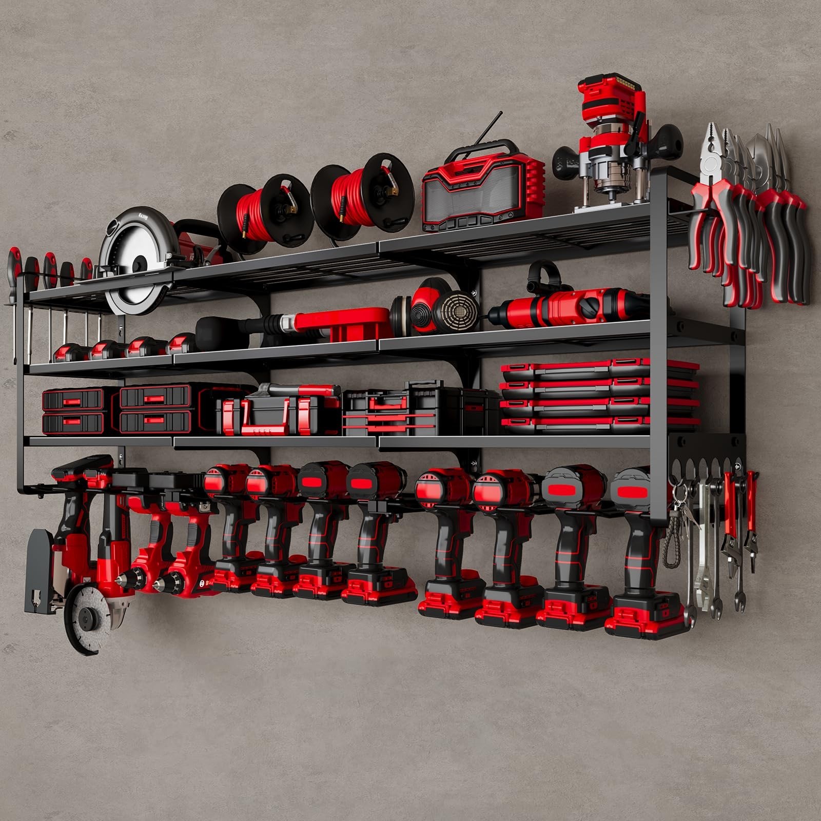 48" Large Power Tools Organizer Wall Mount,12 Drill Holder for Garage, Worksh...