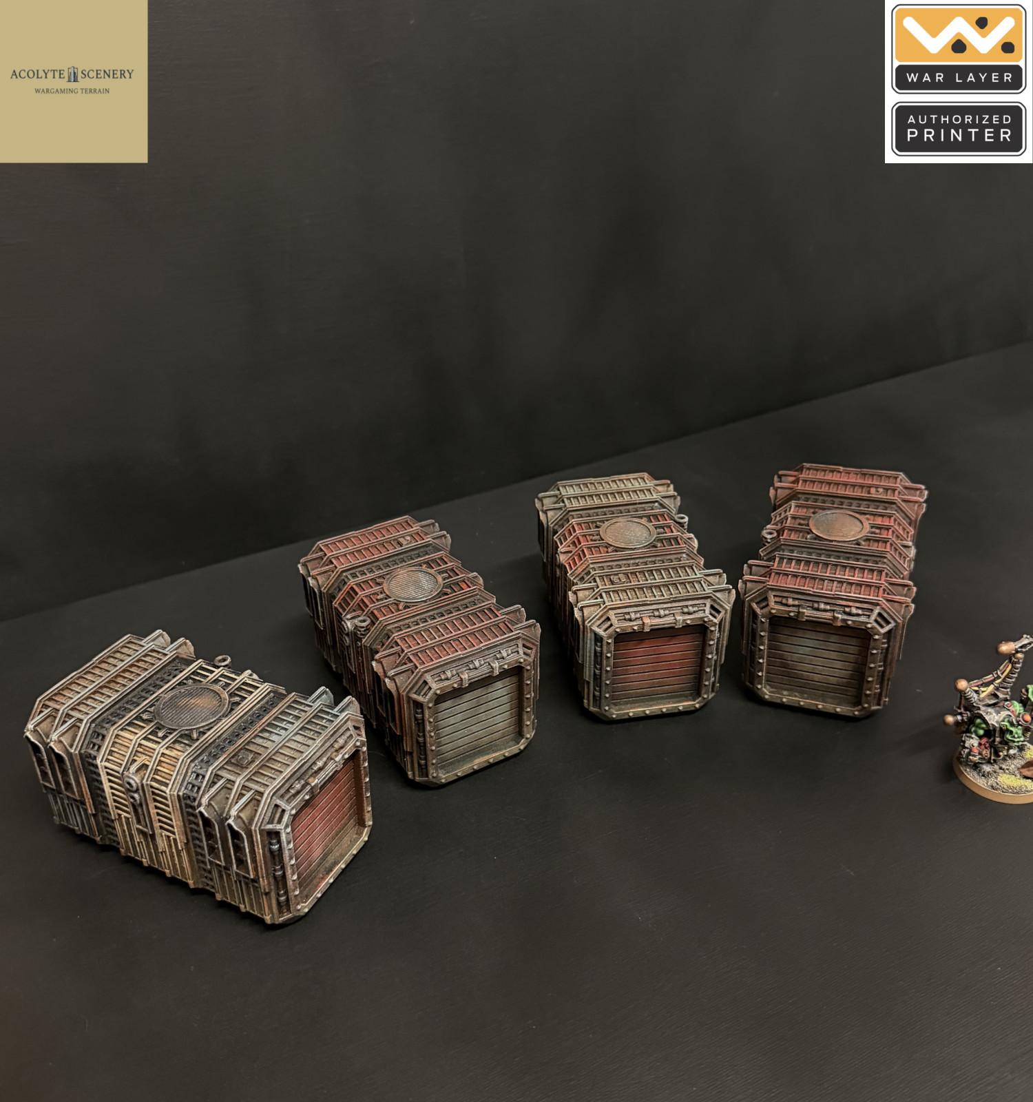 4 x 3d Printed Wargaming Shipping Containers  WTC 32mm 28mm Sci-Fi Terrain