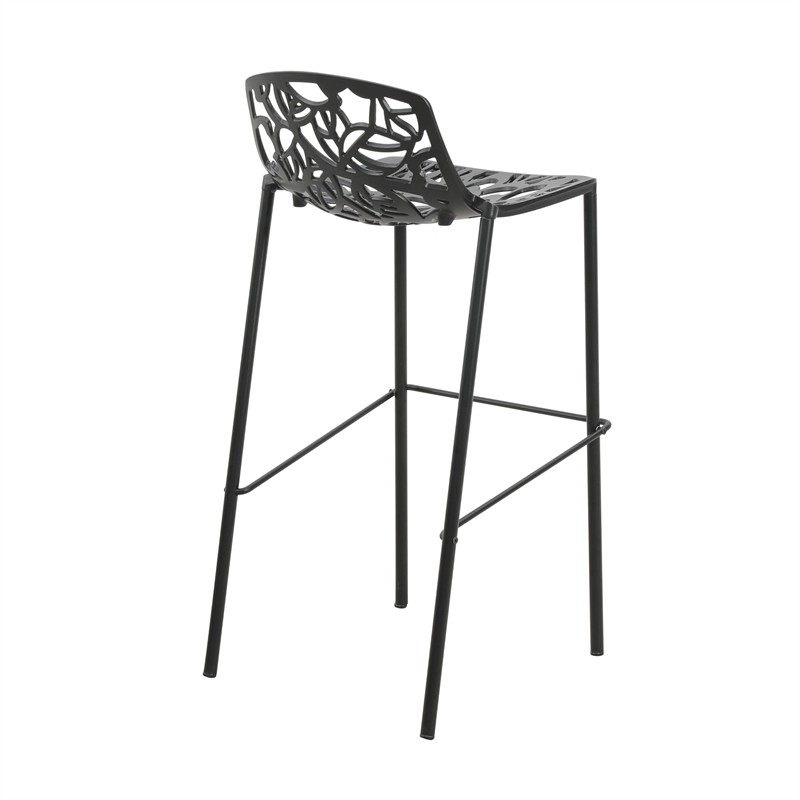 LeisureMod Devon Modern Bar Stool with Powder Coated Aluminum Frame Black