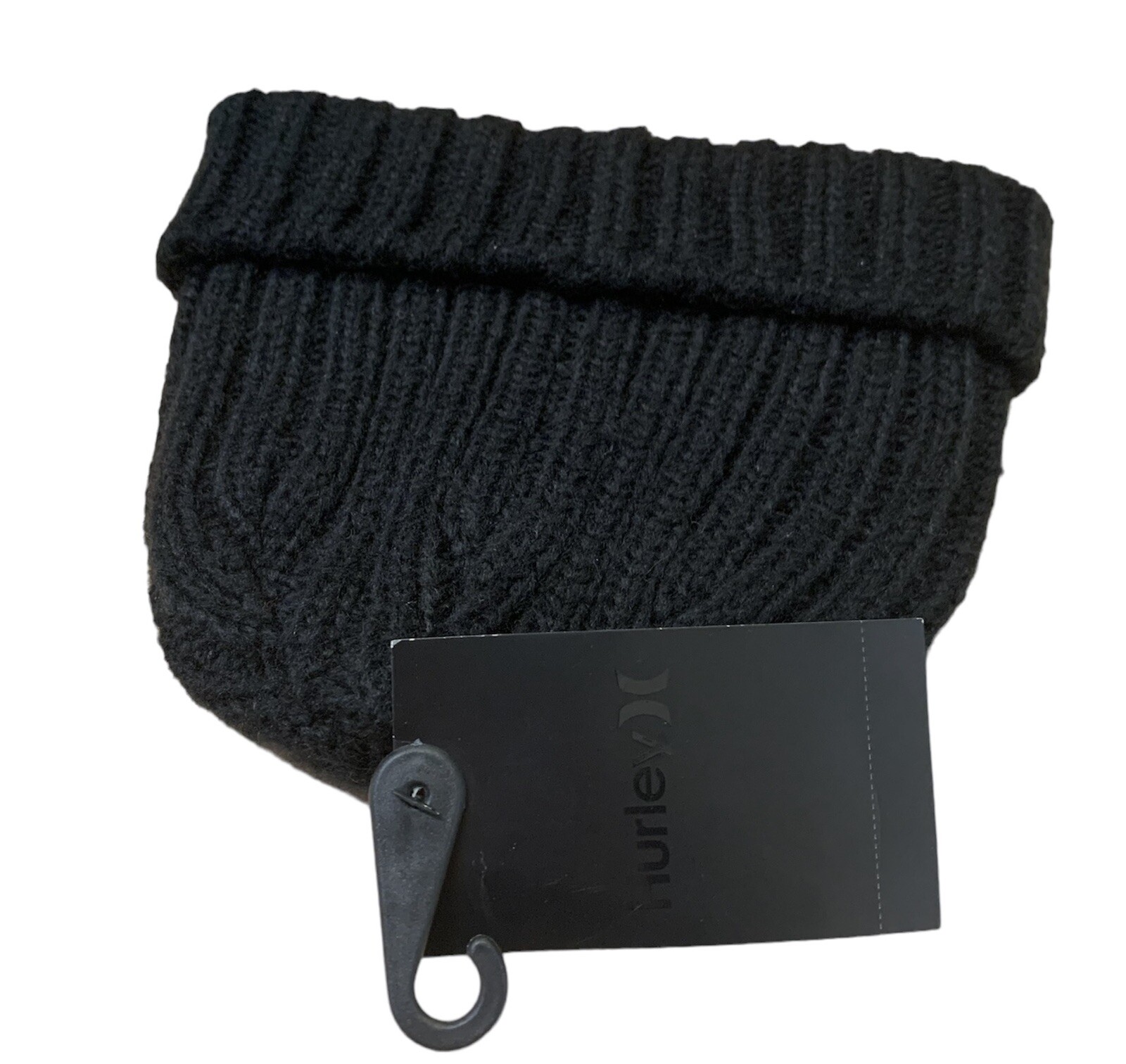 HURLEY Black Ribbed Beanie Hat - New With Tag