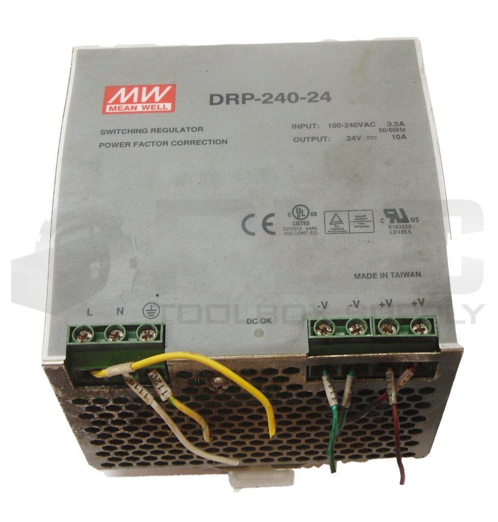 MEAN WELL DRP-240-24 SWITCH REGULATOR POWER SUPPLY 100-240VAC 3.5A 50/60HZ