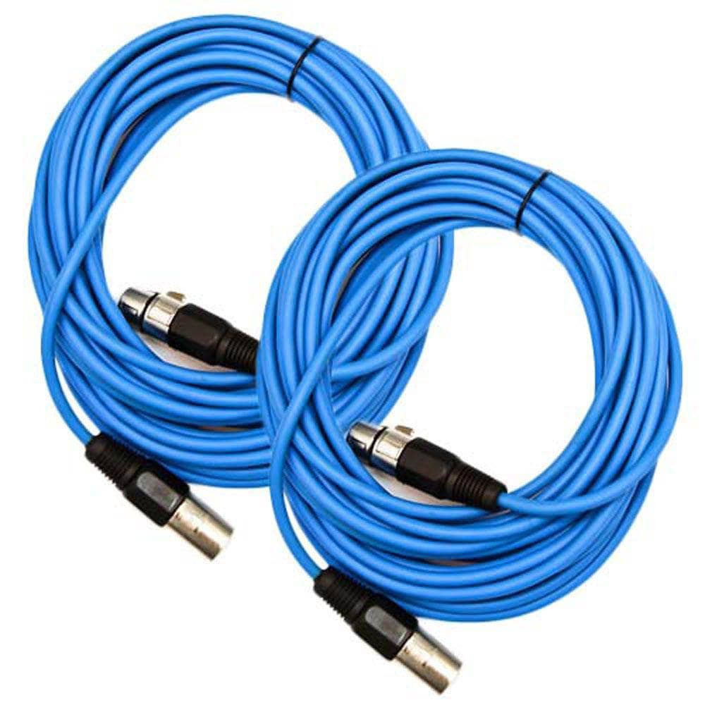 Pair of 25 Ft Blue XLR Microphone Cables
