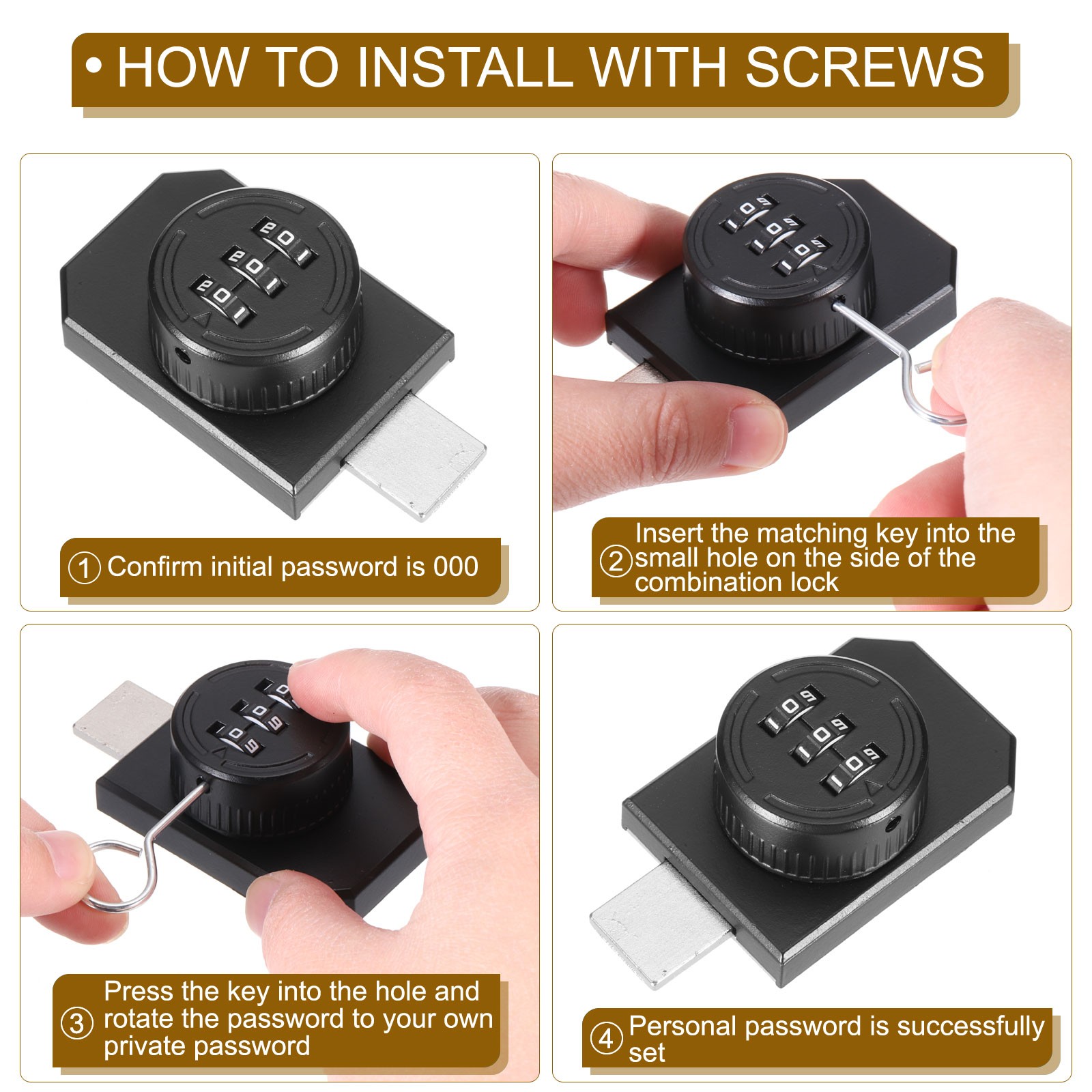 Adhesive Combination Cabinet Latch Keyless Password Lock with Glue Silver
