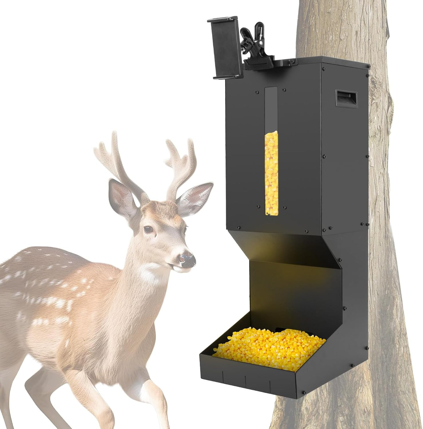 Automatic Metal Deer Feeder – 60 Lb/11Gal Capacity, Gravity Dispenser Feeds Prot