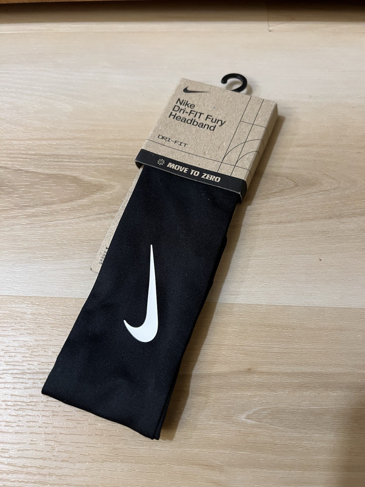 Nike Fury Headband One Size Black New With Grip Inside White Logo