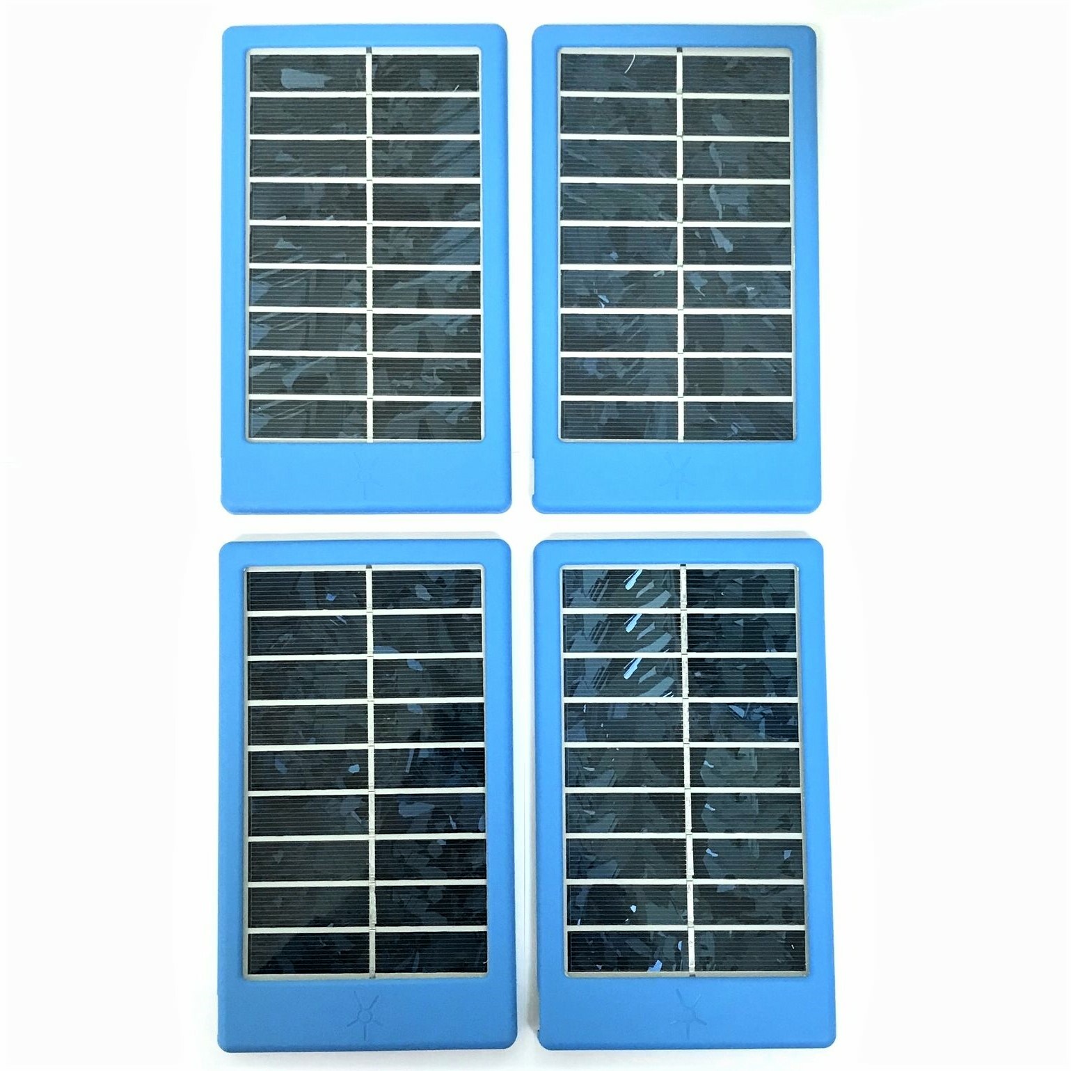 (PKG of 4) 2W SunStream Solar Panel, 5.5V 0.360Amp, USB Output, Waterproof, Blue