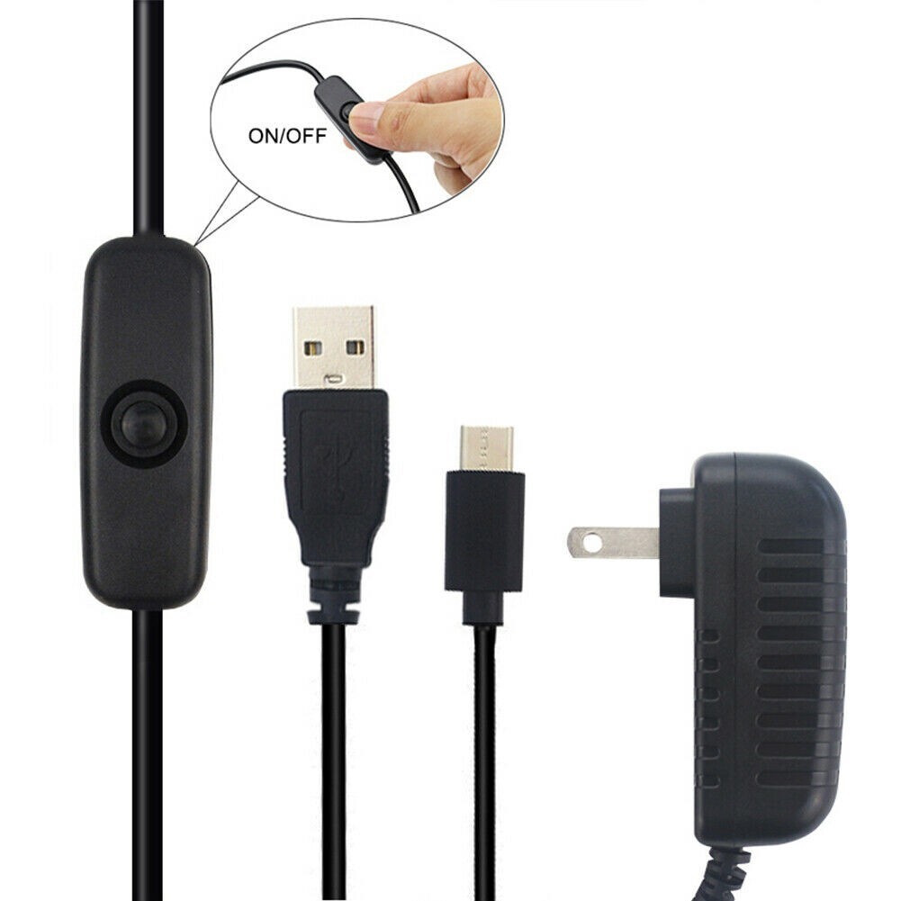 Raspberry Pi 4 400 Power Supply Adapter USB-C with Switch Cable US UK EU AU Plug