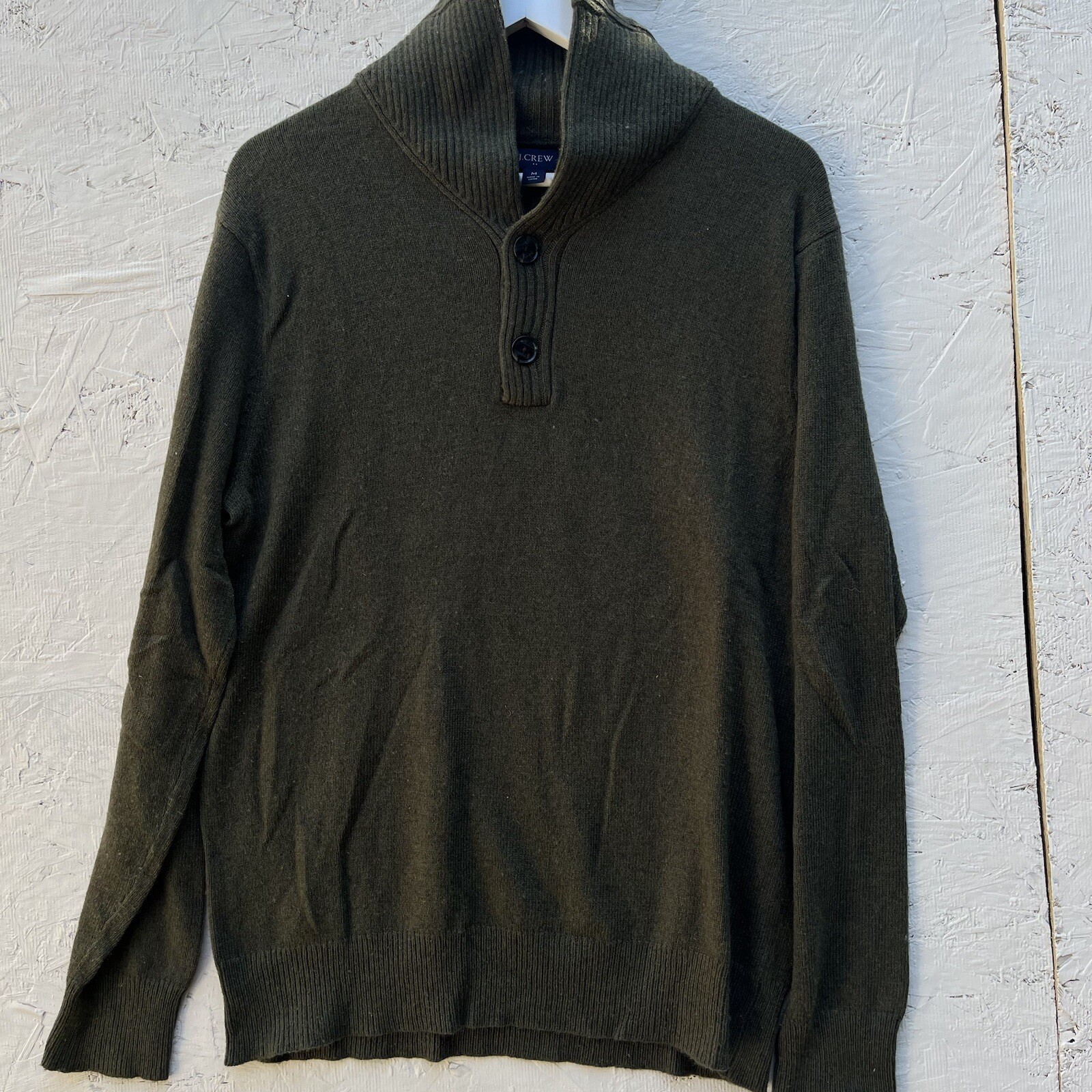 J Crew Sweater Medium Mens Lambs Merino Wool Pullover Buttons Teacher 90s Gorp